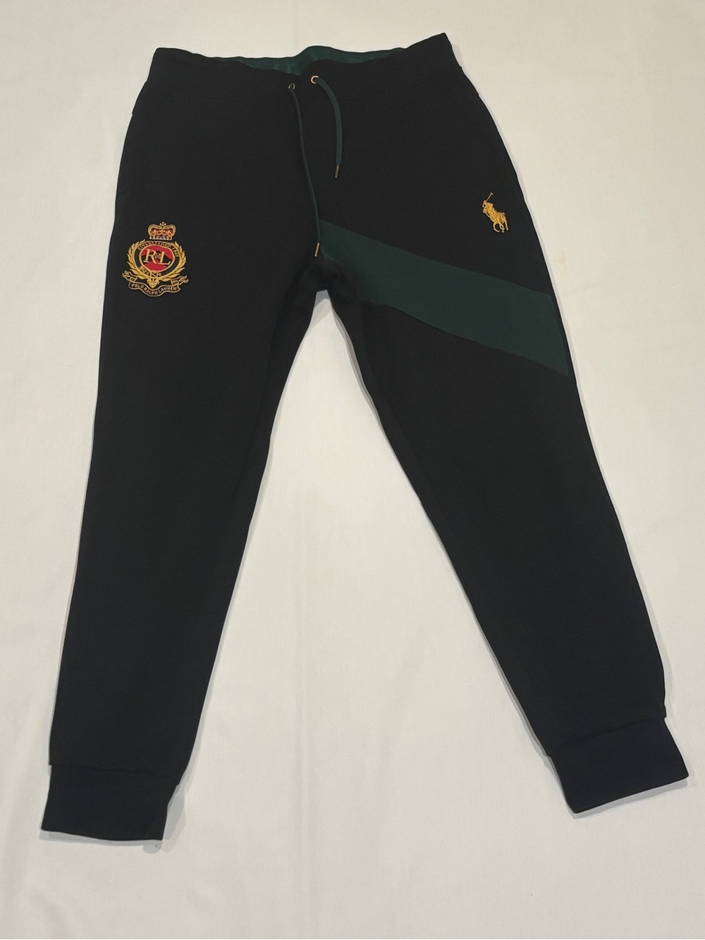 Polo Ralph Lauren Crest Big Pony Joggers Men’s S Black Green Gold